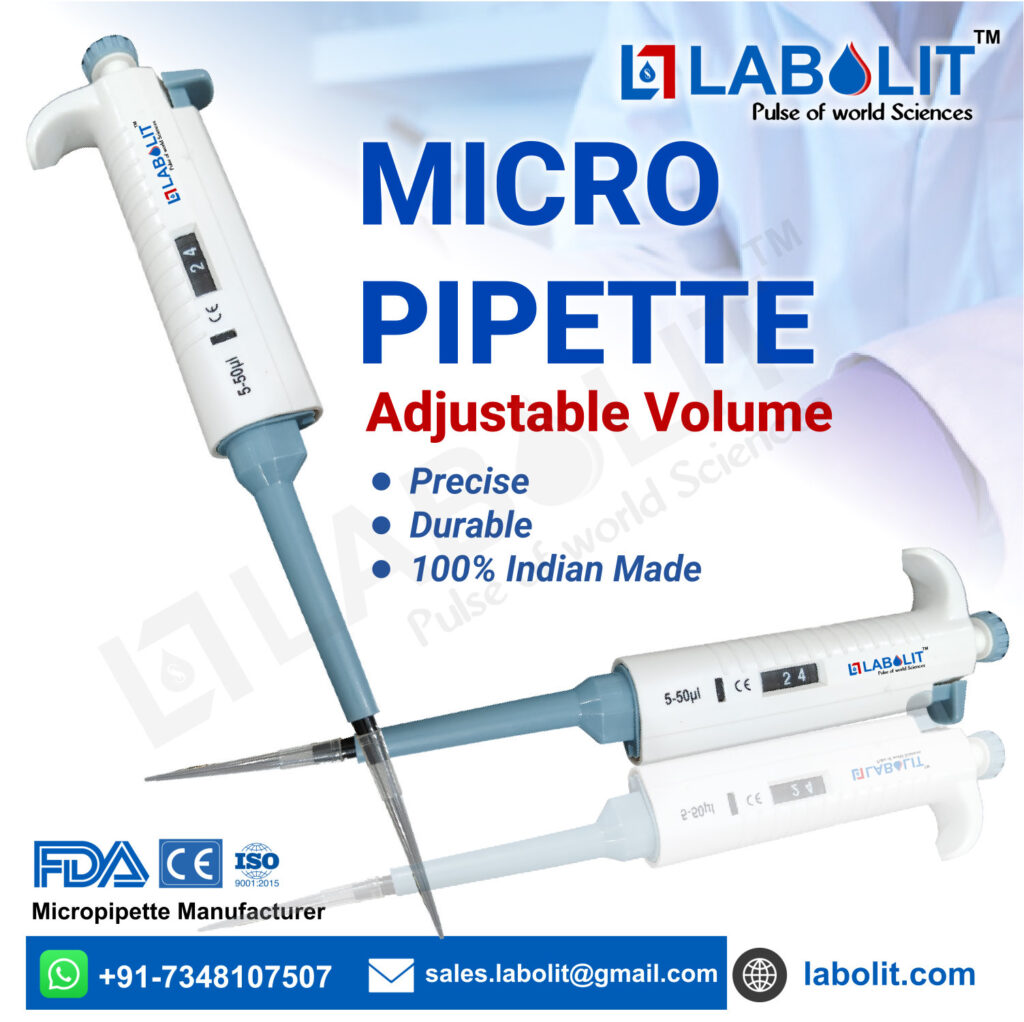 Micropipette Manufacturer India | Fixed & Variable Volume
Micropipette Manufacturer Across India | 5–50 to 100–1000 µL
Best Micropipette Manufacturer India | Fully Autoclave Leading micropipette manufacturer across India offering fully autoclave & semi-autoclave fixed and variable micropipettes in 5–50, 10–100 & 100–1000 µL.